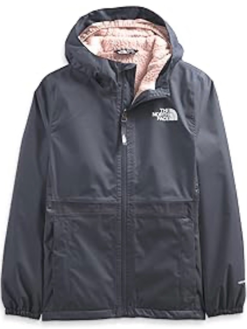 The North Face Kids' Raincoat in Charcoal with Pink Lining